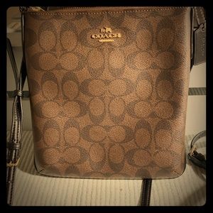 Coach brown black coated canvas crossbody